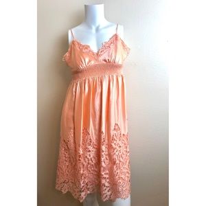 BCBG Maxazria Peach Silk Floral Dress XS